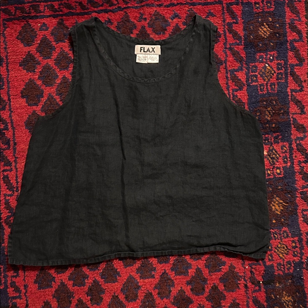 Flax Women's Linen Black Tank Top